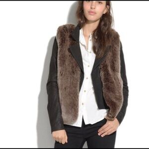 Madewell Brown and Black Fur Vest Jacket